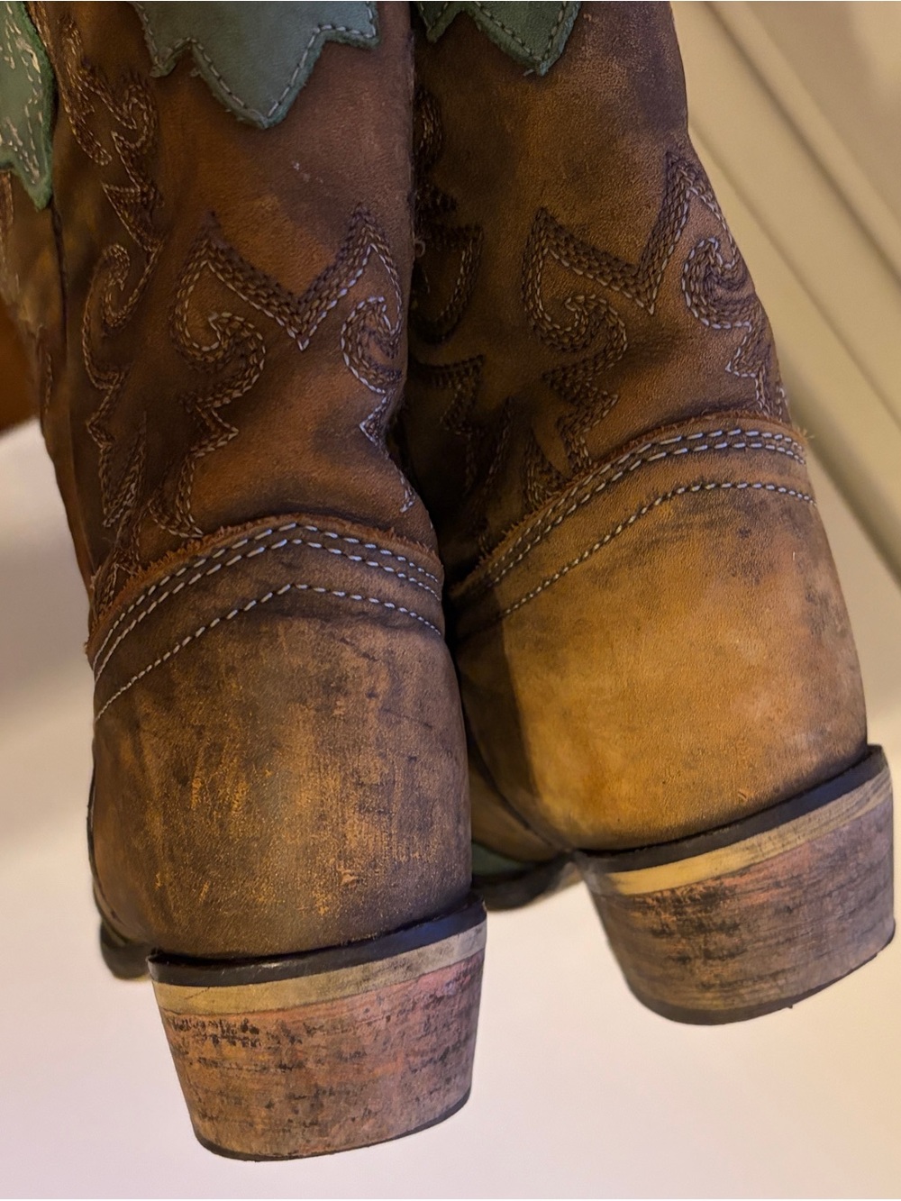 Durango Green/brown Suede Western Boots with Brown Lining - Picture 4 of 6